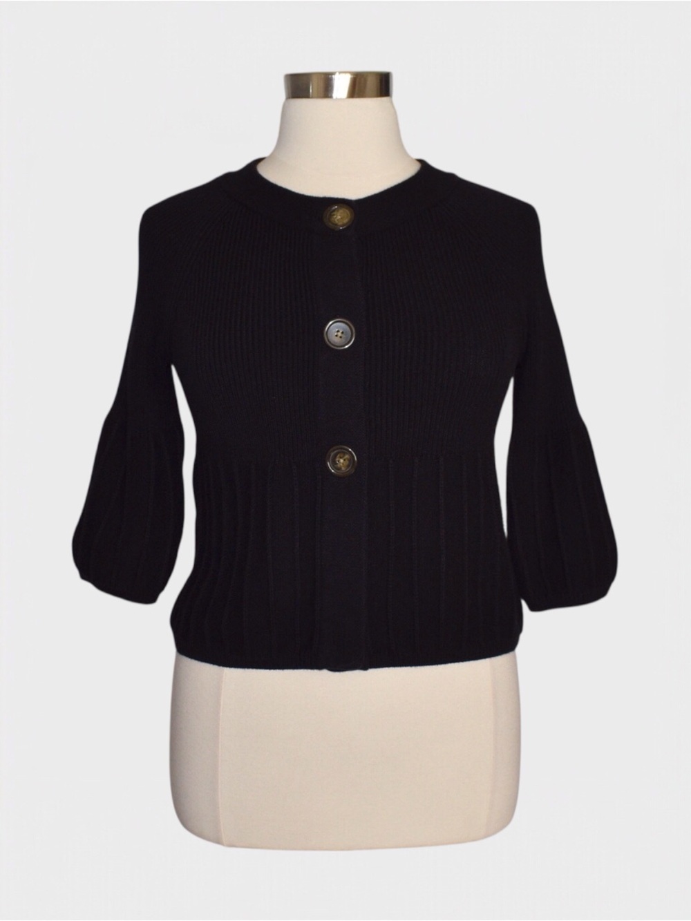 Requirements Cotton Blend Ribbed Knit Cardigan